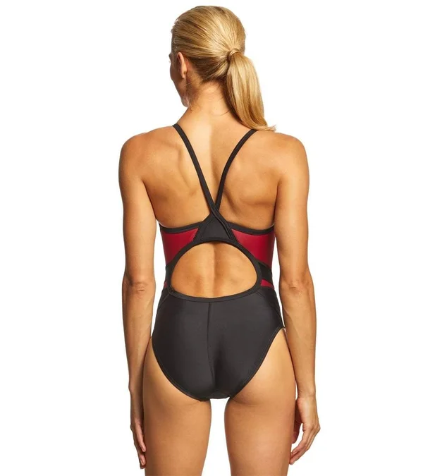 Speedo Women's Tone Setter Splice Flyback 24 Black, Maroon