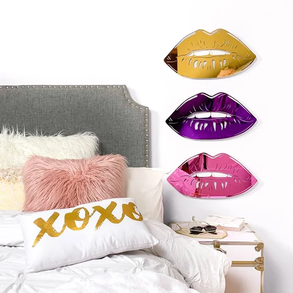 Lips Mirrored Wall Art Silver, Acrylic Wall Art, Dormify
