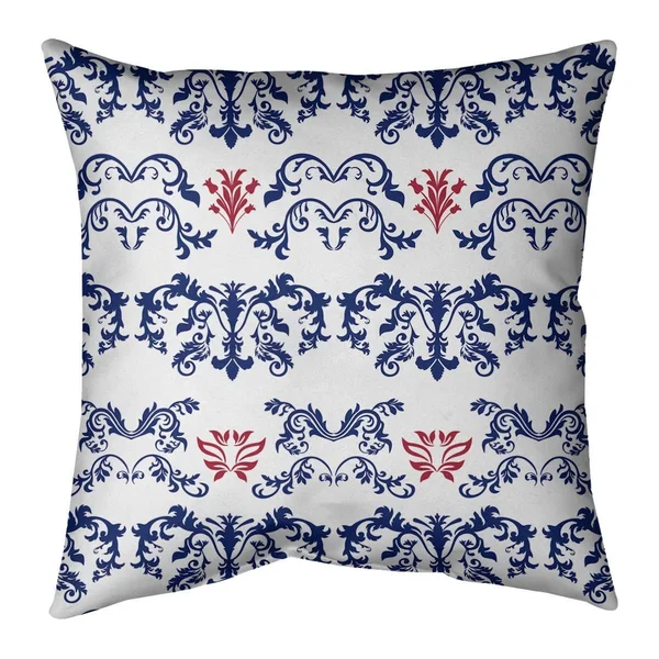 New York Big Football Baroque Pattern Accent Pillow-Faux Linen - 20 x 20 - Dark Blue/White/Red