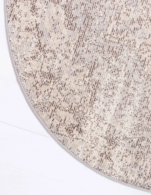 Amulet Light Gray Vintage 7 ft Round Area Rug