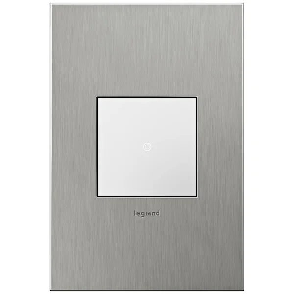 Adorne Brushed Stainless 1-Gang Real Metal Wall Plate w/ Switch - Style #57N04
