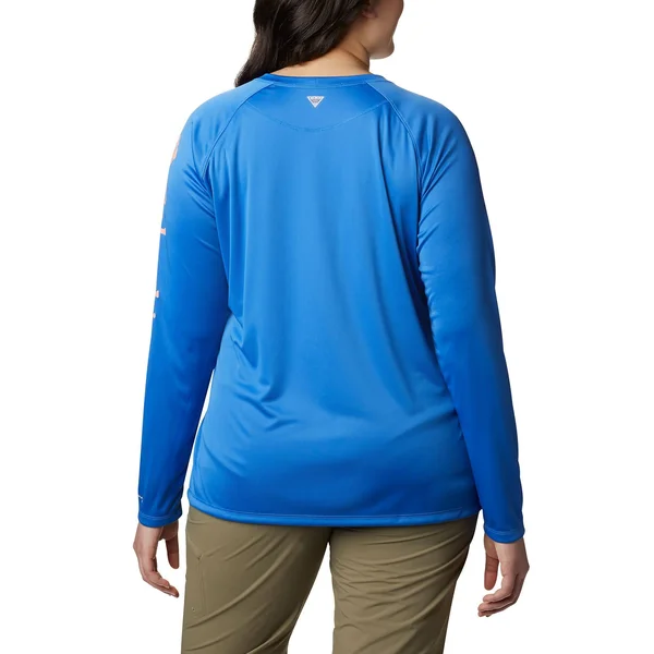 Columbia Tidal Tee II Long Sleeve 2x, Stormy Blue, Light Coral Logo