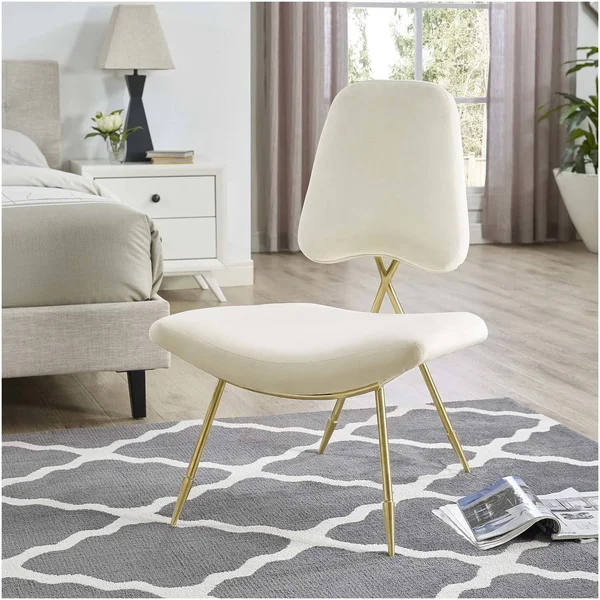 Modway Ponder Upholstered Velvet Lounge Chair - Ivory