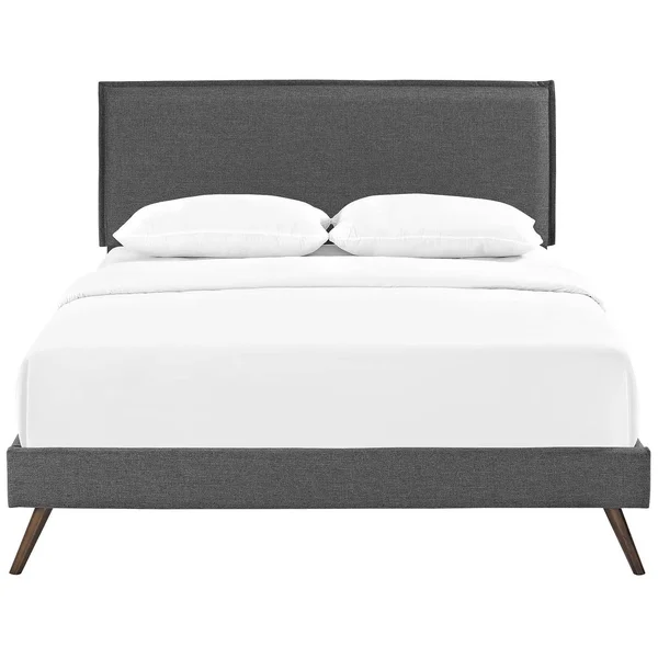 Modway Amaris King Fabric Platform Bed with Round Splayed Legs - Gray