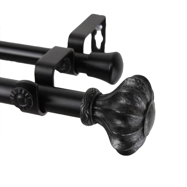 Rod Desyne Flair Double Curtain Rod 66-120 inch - Black