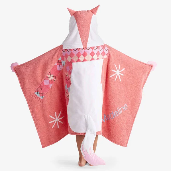 Company Kids Hooded Towel - Orange/Coral, Cotton, Fox, The Company Store