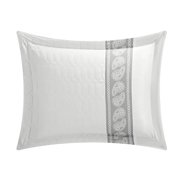 Chic Home Mason 8 Piece Hotel Collection Paisley Comforter Set, Size Queen, White