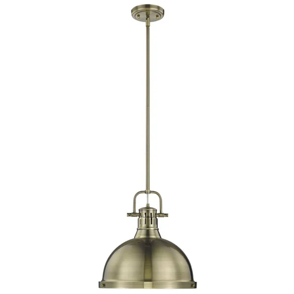 Golden Lighting 3604-L AB-AB Duncan - 1 Light Rod Pendant Aged Brass