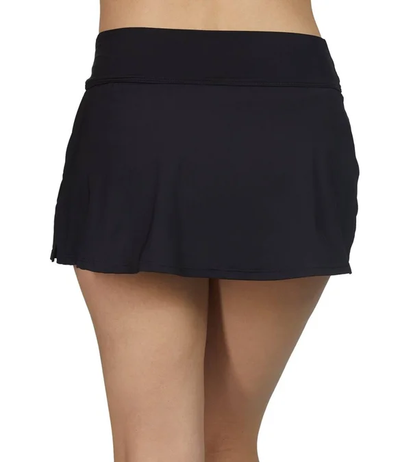 Nautica Womens Solid Core Swim Skirt - Black - Small