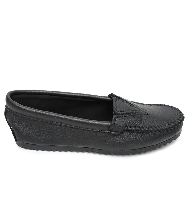 Minnetonka Deerskin Gore Front Flat - Women's - Black