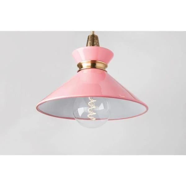 Mitzi H251701L-AGB/PK - Kiki 1 Light Large Pendant, Aged Brass/Pink