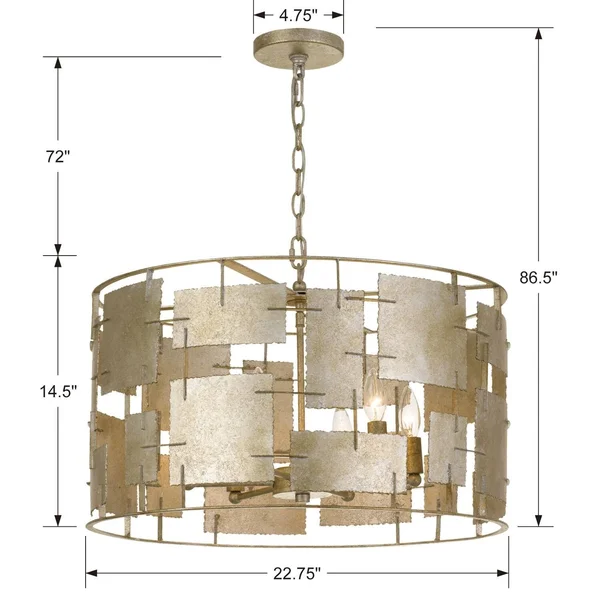 Crystorama BRO-4866-OX Bronson 6 Light Oxidized Silver Chandelier