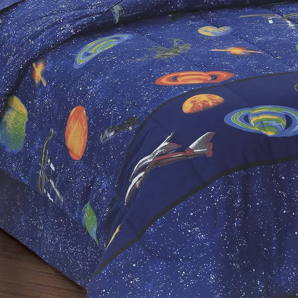 Dream Factory Outer Space Mini Bed-in-a-Bag Blue Twin