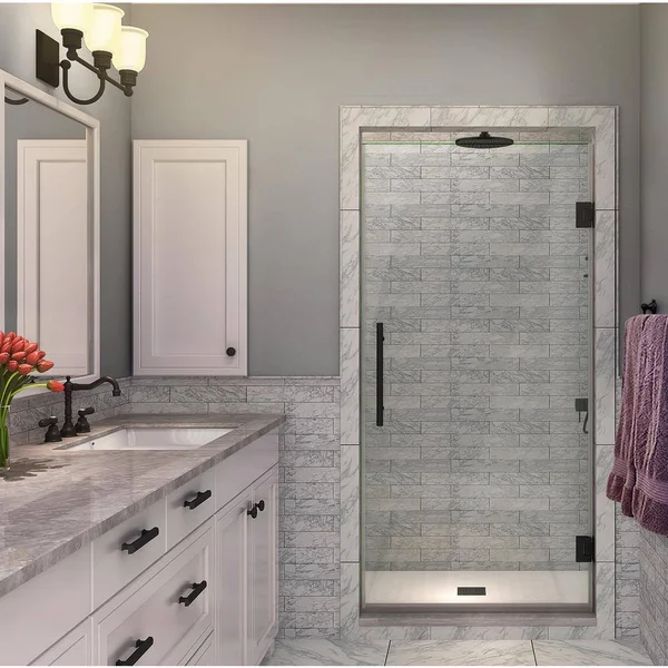 Aston Kinkade 28 x 72 Hinged Frameless Shower DOOR - Black