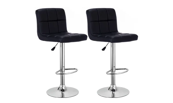 Costway Set of 2 Bar Stools PU Leather Adjustable Barstool Swivel Pub Chairs Black