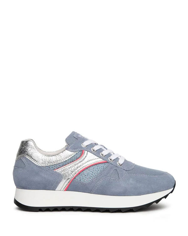NeroGiardini Metallic Glitter Sneaker, Size 11Us in Light Blue at Nordstrom
