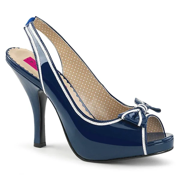 Pleaser Pink Label PINUP-10 - 4 1/2x22 Slingback Sand - Blue/White 9