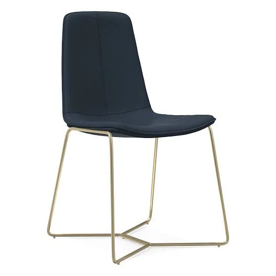 Slope Dining Chair - Sierra Leather, Navy, Light Bronze