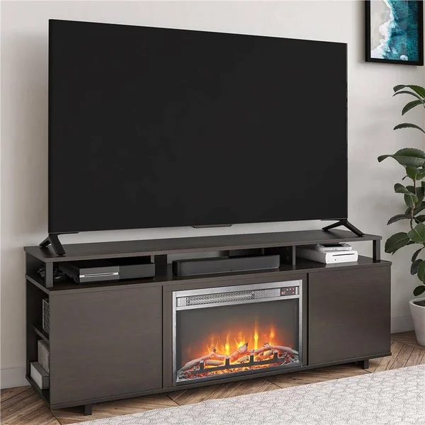 Avenue Greene Naperville Fireplace TV Stand for TVs Up to 65 Inches - Black Oak