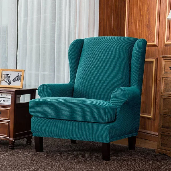 Bridie Wingback Chair Slipcover - Subrtex Standard - Sand Plaid