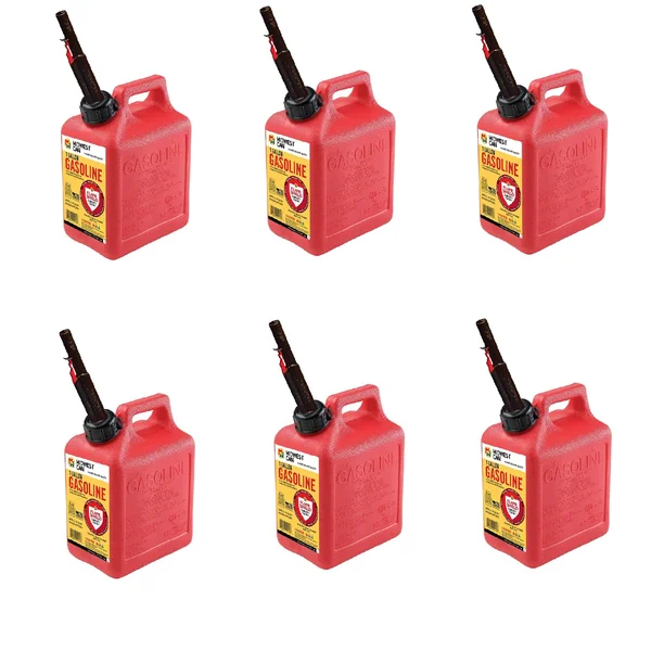 Midwest Can Company 1210 1 Gallon GAS Can Fuel Container Jugs w/ Spout (6 Pack)