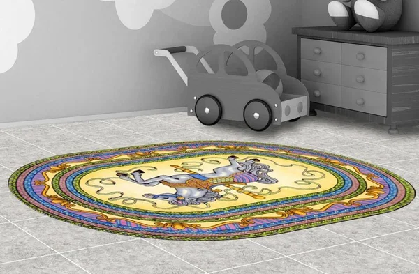 Joy Carpets 1473 Carousel Rug - Pink, 3&10x22 x 5&4x22 Oval