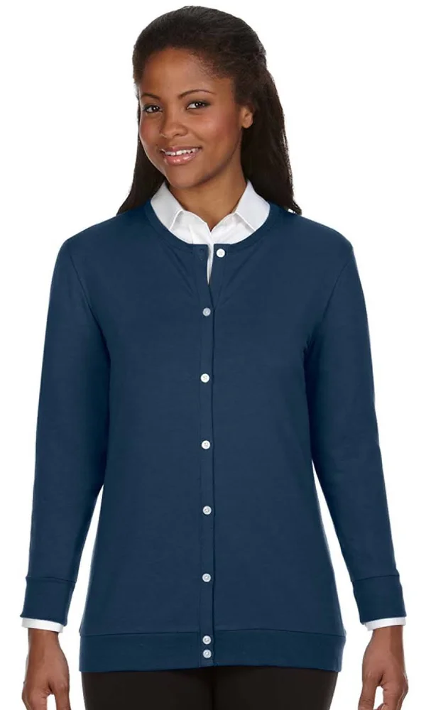Devon & Jones DP181W - Perfect Fit Ladies Ribbon Cardigan Navy - S