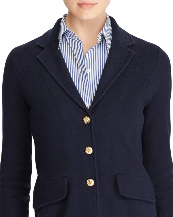 Lauren Ralph Lauren Women's Sweater Knit Blazer - Lauren Navy - XL