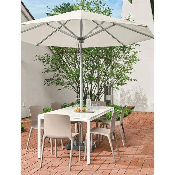 Room & Board - Modern Parsons 4 Person Patio Table w/ Leg 1.5x22 in Orange, 36W 36d 29h, Orange Recycled HDPE Top w/ Ocean