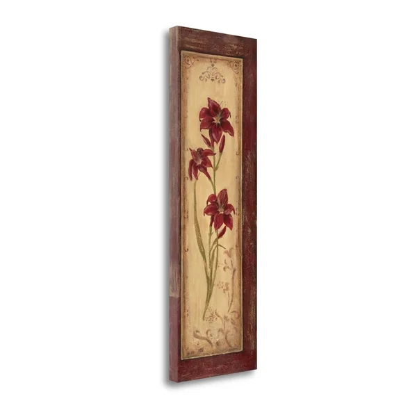 Tangletown Fine Art Crimson Blooms II by Jo Moulton, Fine Art Giclee Print on Wrap Canvas, 16x47x22
