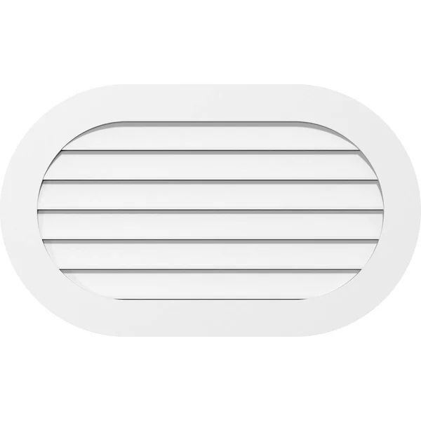 Ekena Millwork GVPRE32X1801SF 32x22W x 18x22H Horizontal Round Ended Surface Mount PVC Gable Vent: Functional, w/ 3-1/2x22W x 1x