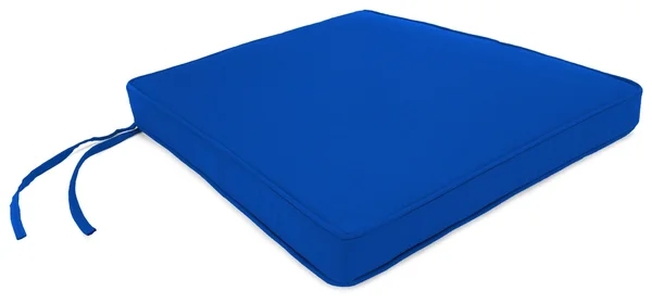 Solid Tapered Boxed Edge Seat Cushion in Sunbrella Pacific Blue - 20.5 x 18 x 4