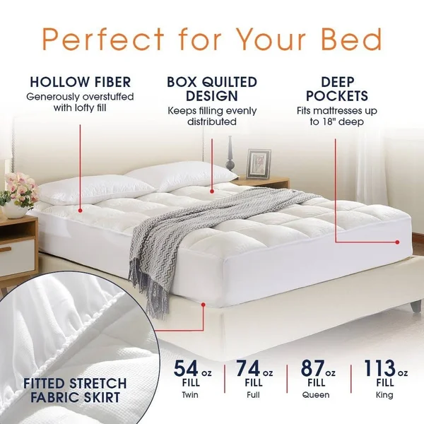Cheer Collection Microplush Luxurious Alternative Down Mattress Pad - Topper and Protector (White - Twin)