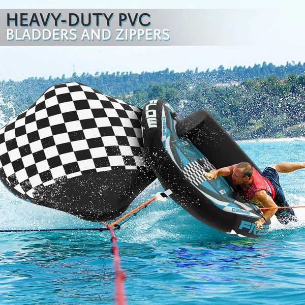 Heavy-Duty Inflatable Towable Booster Tube - Two Person Water Tube Boating Float Tow Raft - Watersports Inflatable Pull Boats/Tub