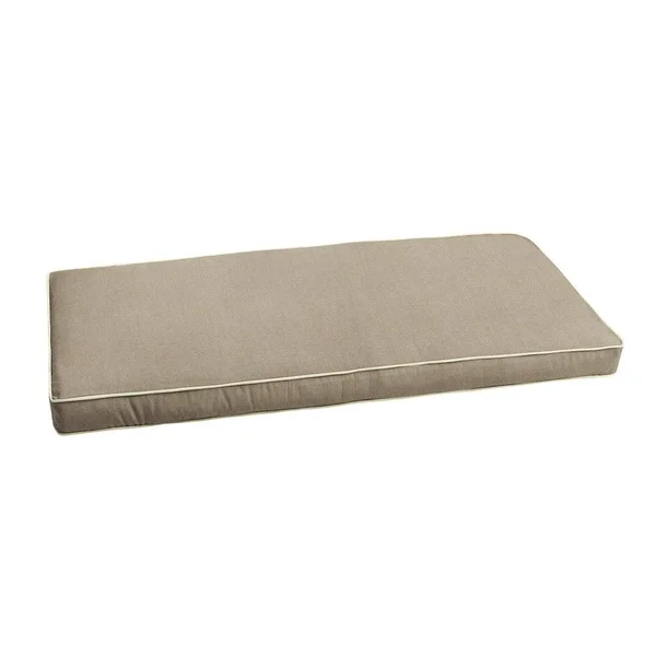 Humble and Haute Sunbrella Taupe w/ Ivory Indoor/ Outdoor Bench Cushion 55 inch to 60 inch, Size: 57 in W x 16 in D, Beige
