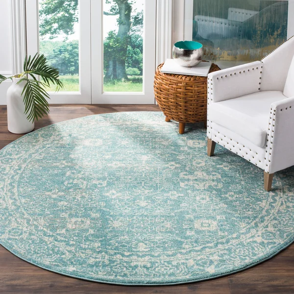 Safavieh Evoke EVK270D 5&1x22 x 5&1x22 Square Light Blue, Ivory Area Rug