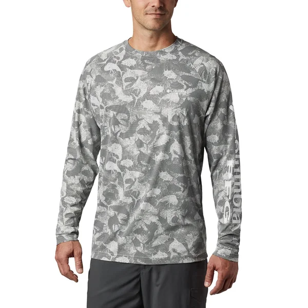 Columbia PFG Terminal Deflector Printed Long Sleeve Shirt Men's (Cool Grey Inside Out Camo)
