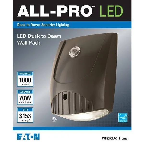 Cooper Lighting Wp1050lpc All-Pro LED Dusk-to-Dawn Wall Pack - Bronze