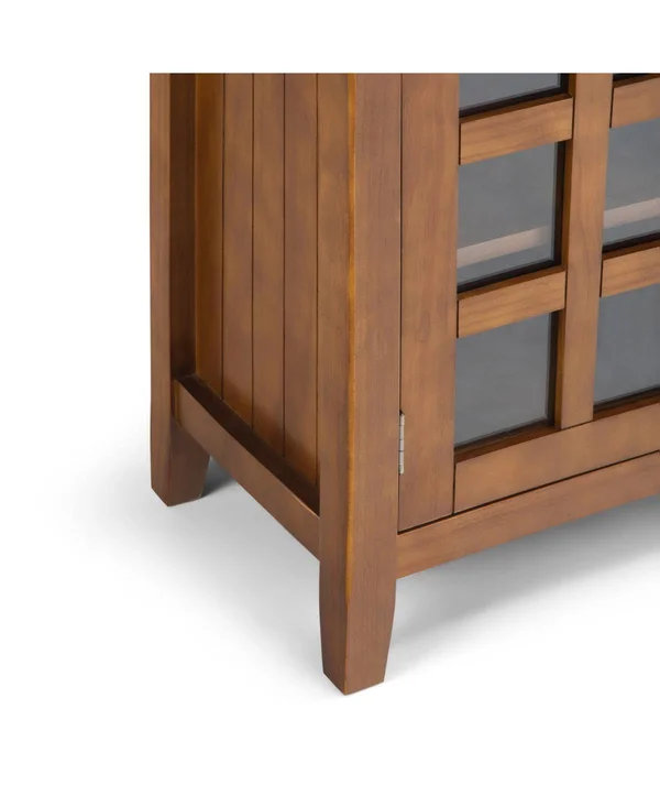 Simpli Home Acadian Solid Wood Tall TV Media Stand in Light Golden Brown