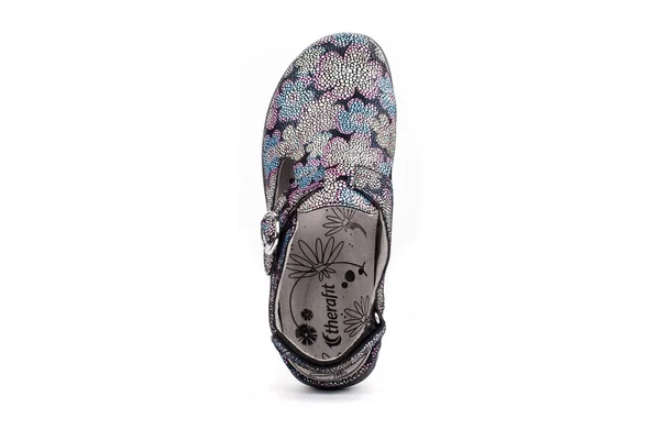 Therafit Women's Chloe Clog, Floral Leather