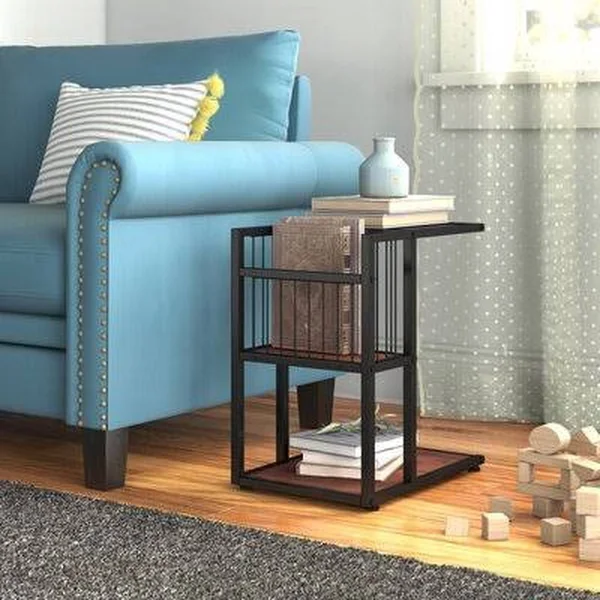 Glass Top End Table with Storage Andover Mills