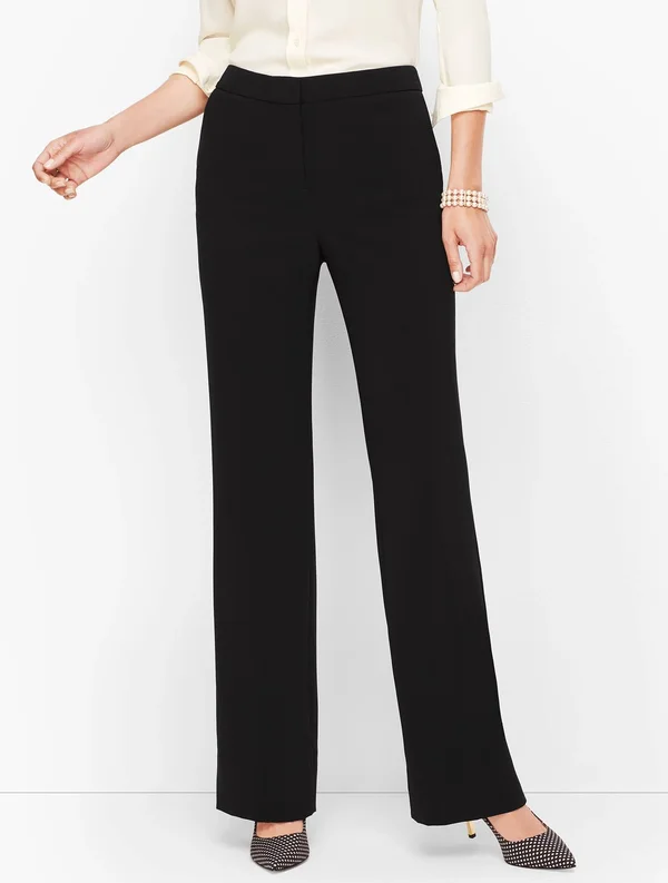 Stretch Crepe Wide Leg Pants - Black - 14 Talbots