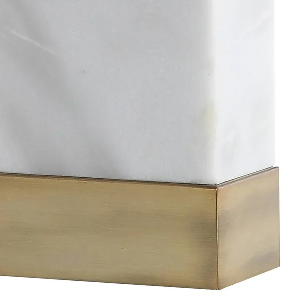 Jonathan Y Trevor 22.5 in. White Marble/Iron Gold Modern Console LED Table Lamp