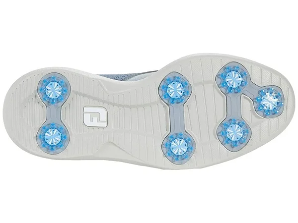 FootJoy Men's Traditions Golf Shoe, Grey/Blue, 7.5