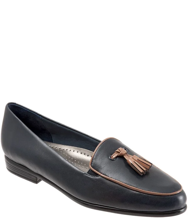 Trotters Leana - Women's Loafer Navy Tan - 7.5 Medium