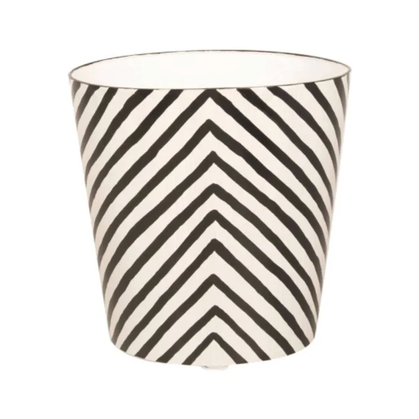 Worlds Away Oval Wastebasket Cream and Black Zebra