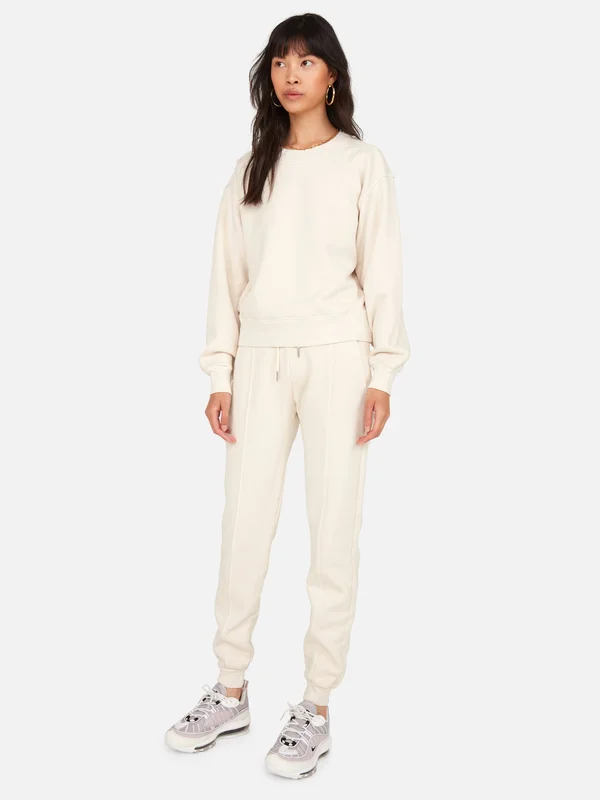 Fleece Raw Neck Sweatshirt Bone - S