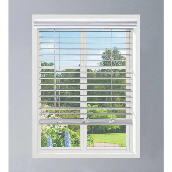 Linen Avenue Custom Cordless Partial Inside Mount Faux Wood Blinds, 40.5 W x 72 H, White