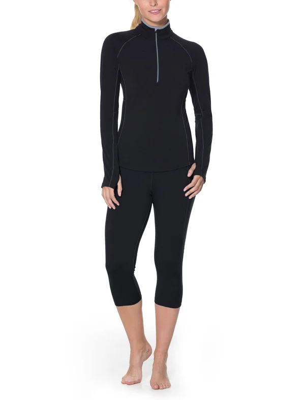 Icebreaker Women's Zone Long Sleeve Half Zip Top - Black, Size M by Campman