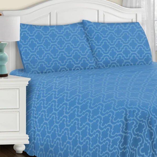 Trellis Flannel Cotton Sheet Set by Superior, Size: California King, Blue